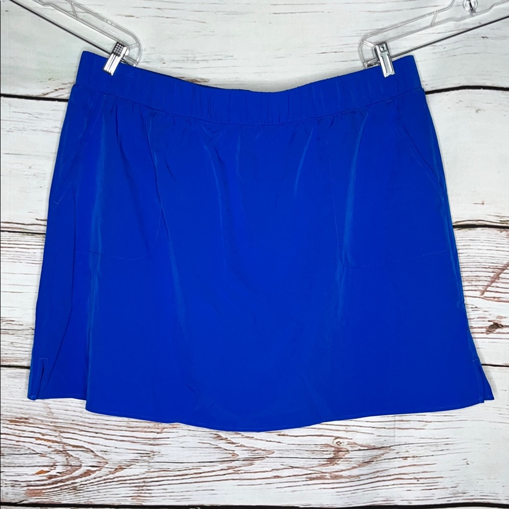 Denim & Co. Beach 24W Blue Quick Dry Bathing Suit Swim Skort - Skirt w/ Shorts